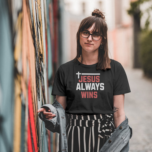 Christian Victory Unisex T-Shirt - Jesus Always Wins Design